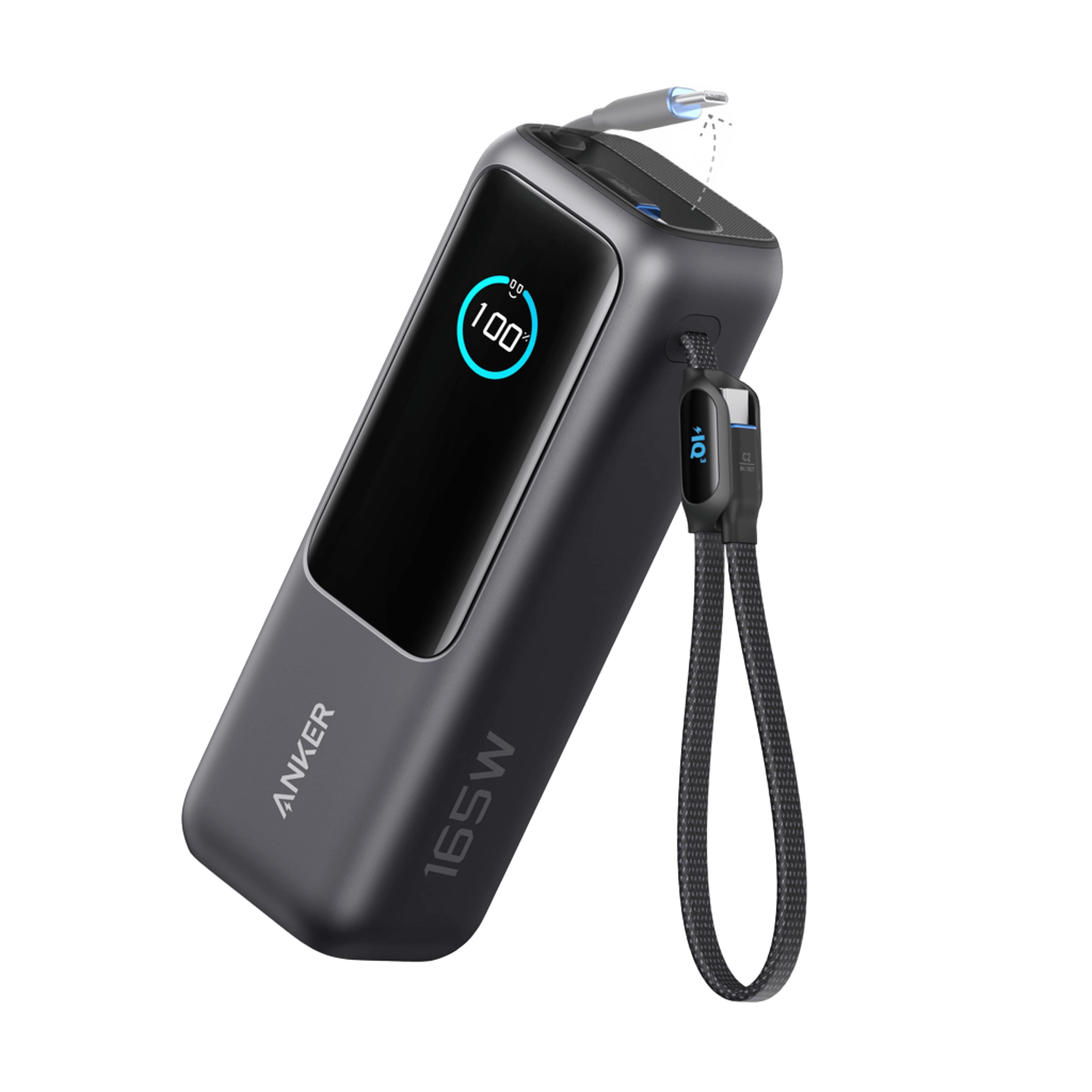Anker Power Bank 25K 165W with USB-C and Retractable Cables