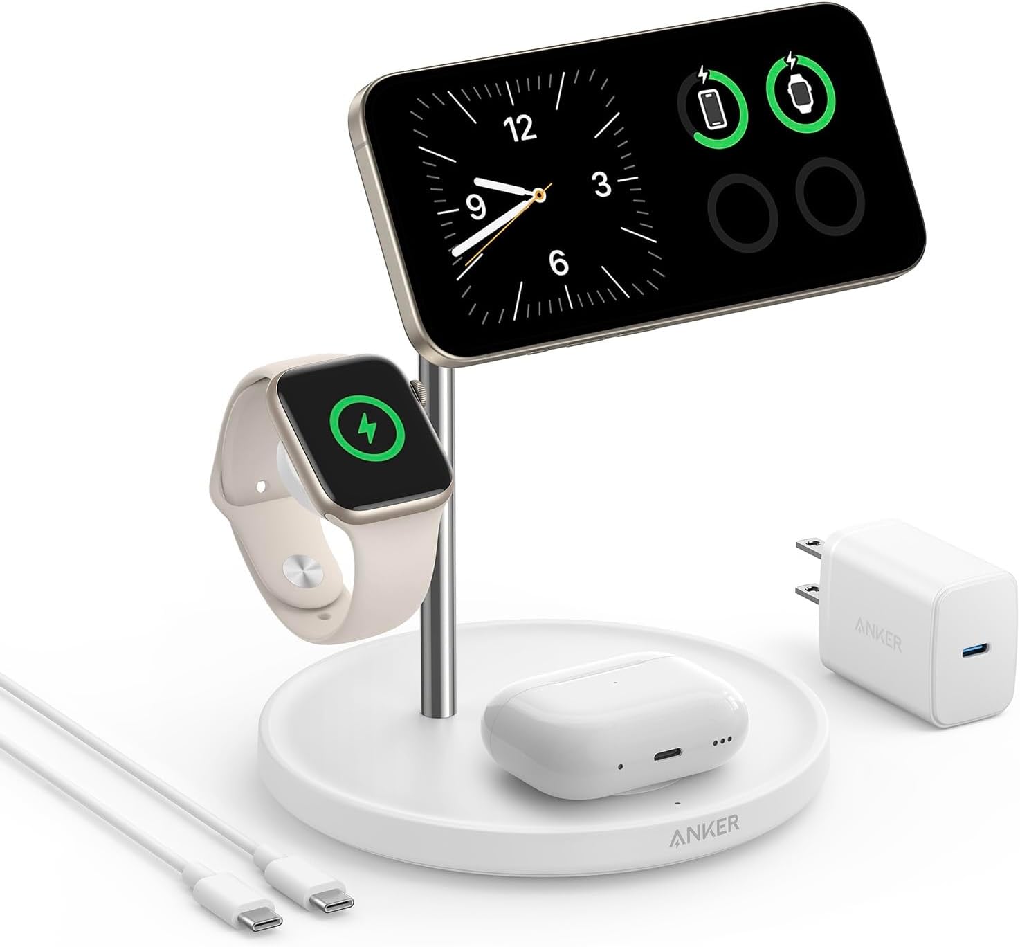 Anker MagGo 3-in-1 Wireless Charging Stand 15W - Black