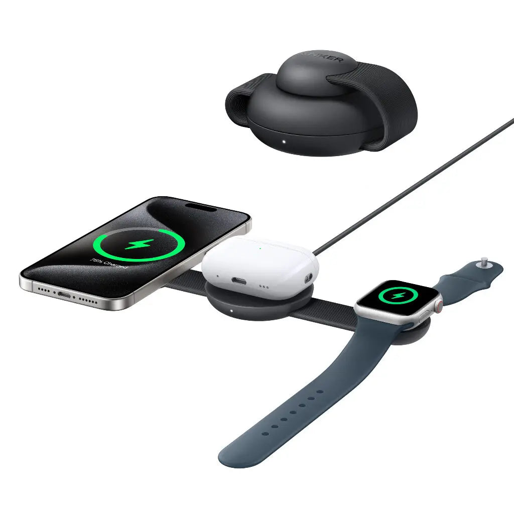 Anker MagGo 3-in-1 Qi2 Wireless Charger 15W - Black
