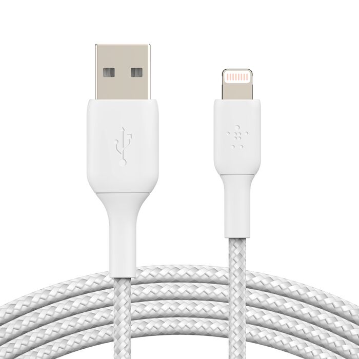 Belkin BoostCharge USB-A to Lightning Braided Cable 1M - White