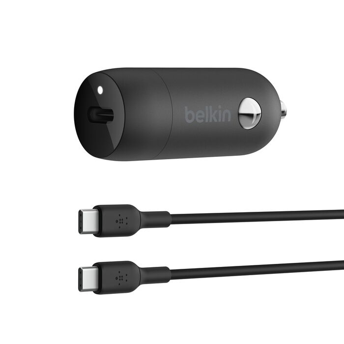 Belkin BoostCharge USB-C PD Car Charger 30W + 1M USB-C Cable - Black