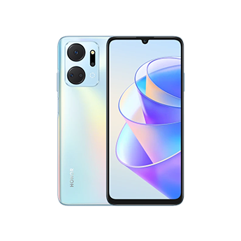 Honor X7A silver color front and back view 